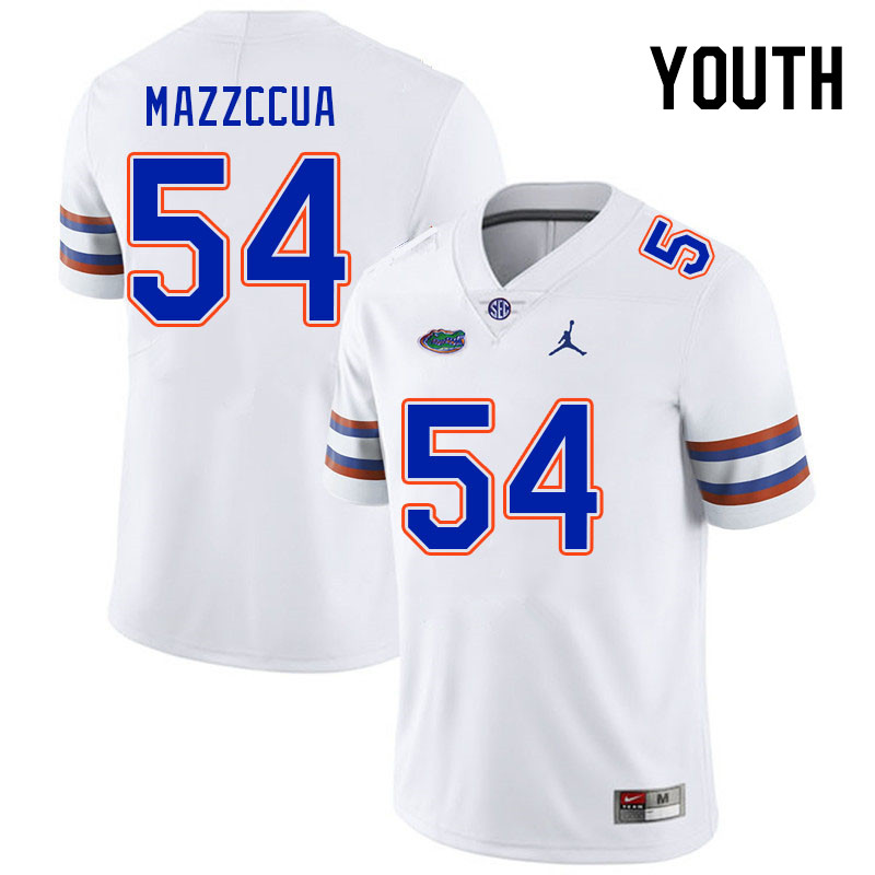 Youth #54 Micah Mazzccua Florida Gators College Football Jerseys Stitched-White